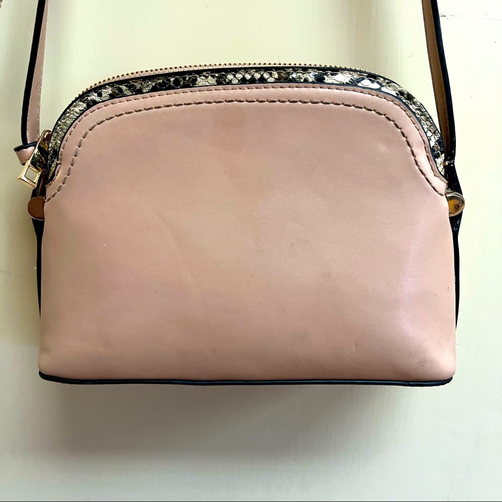 A New Day Faux Leather & Snakeskin Crossbody Bag Taupe/Pink